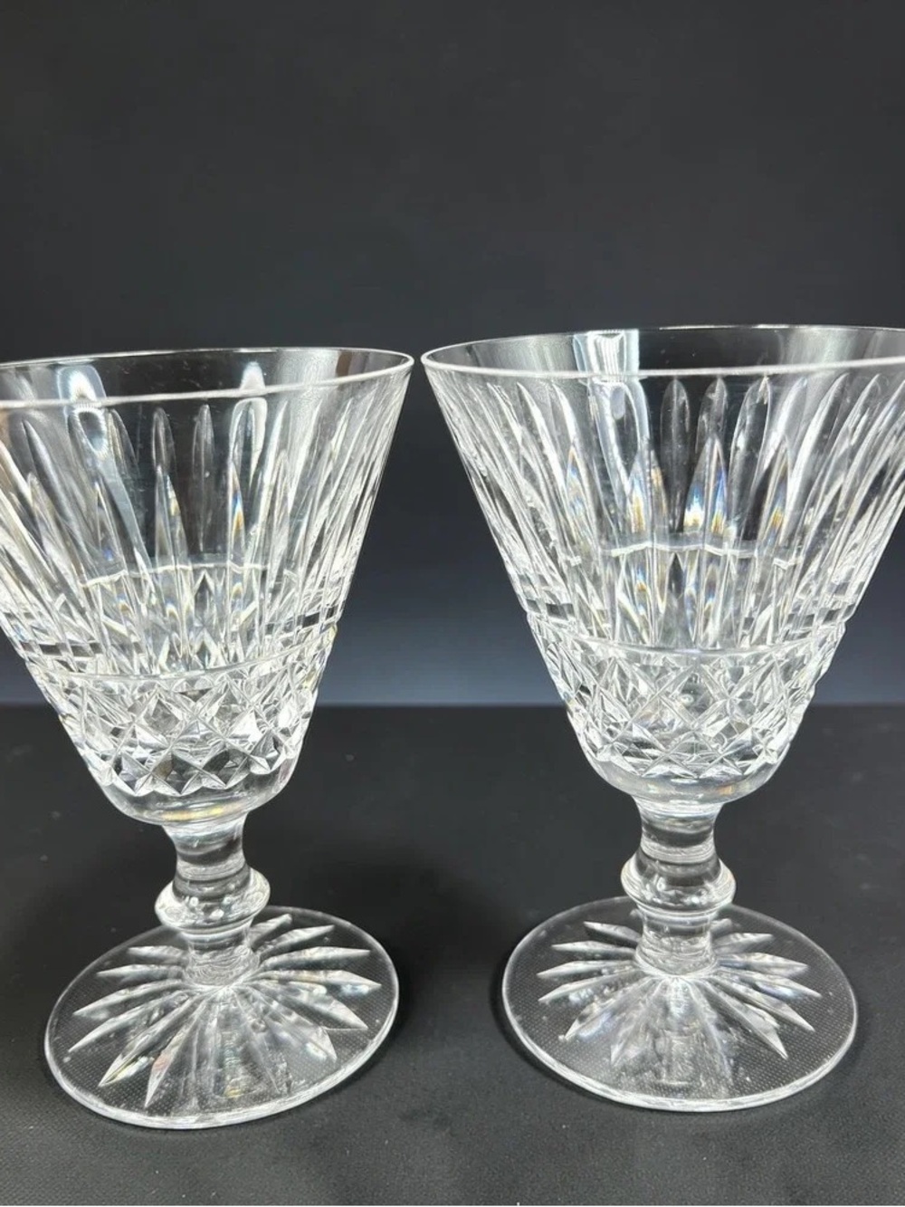 Cut Crystal Wine Goblets - Clear Glass (Set of 2)